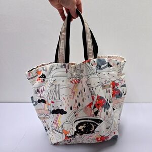Rare LeSportsac Artist In Residence Fifi Lapin‎ Bunny Print Nylon Tote Bag White